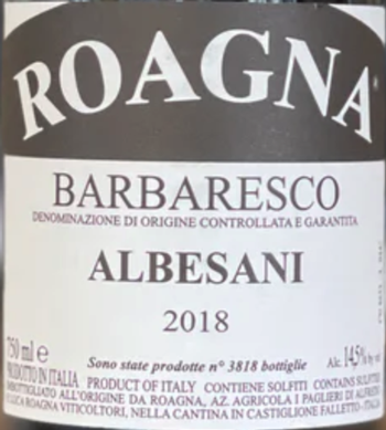 Roagna Barolo Albesani 2018